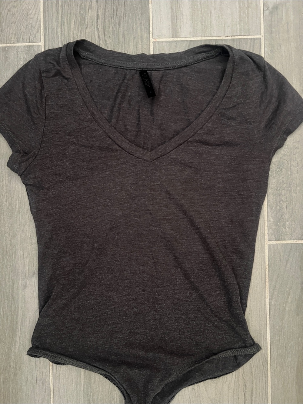 Splash Charcoal V-Neck Short Sleeve Bodysuit